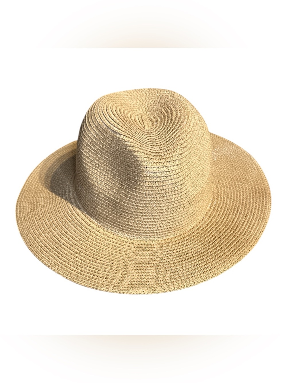 David & Young Wide Brim Paper Straw Sun Hat with Gold Metallic Shimmer.  OS